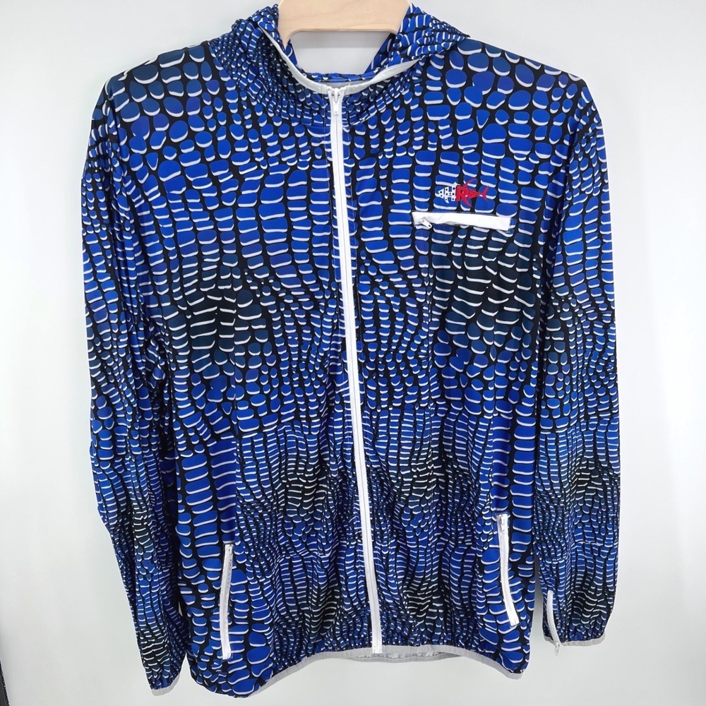 Homerun Fishing Jacket Mens 5XL Blue Scale Octopus Marlin Full Zip Hood